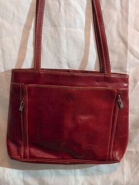 Red Leather Women's Shoulder Bag by L'Artigiano